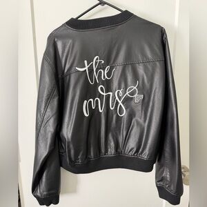 The Mrs/Bridal Vegan Leather Bomber Jacket